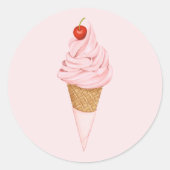 Simpel, Modern & Leuk Klassiek Ijsje Design Ronde Sticker (Voorkant)