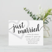 Simpel modern, net getrouwd | Black Heart Receptie Kaart (Staand voorkant)