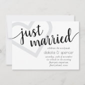 Simpel modern, net getrouwd | Black Heart Receptie Kaart (Voorkant)