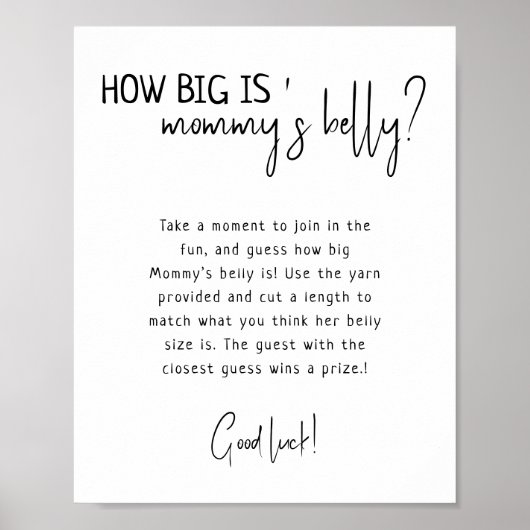 Simpel Modern Neutraal Hoe groot is de buik van ma Poster (Voorkant)