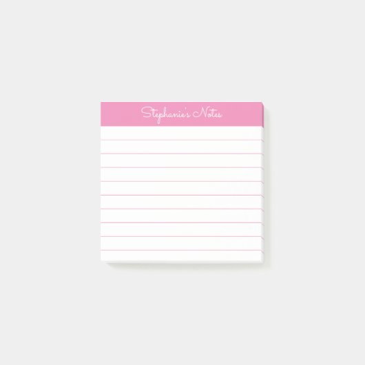 Simpel Modern Roze Persoonlijke Gelijnde Post-it® Notes (Voorkant)