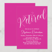 Simpel Modern Schrift Roze Pensioenfeestje Kaart (Voorkant / Achterkant)