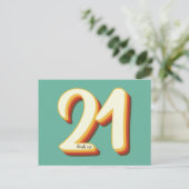 Simpel Moderne Retro Groovy 21e Verjaardag Briefkaart (Staand voorkant)