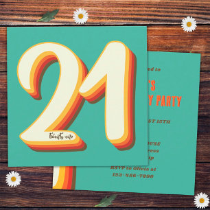 Simpel Moderne Retro Groovy 21e Verjaardag Kaart