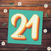 Simpel Moderne Retro Groovy 21e Verjaardag Kaart