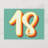 Simpel Moderne Retro Groovy Achttiende 18e Verjaar Briefkaart (Voorkant)