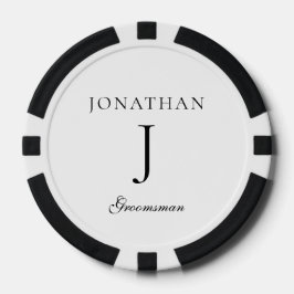 simpel monogram groomsman elegant script poker chips
