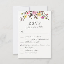 Simpel Mooie Trouw-RSVP met Menuopties Kaart