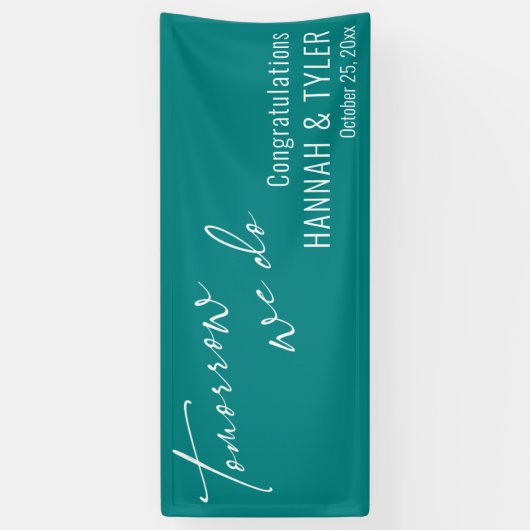 Simpel Morgen doen we repetitie diner Blauwgroen Spandoek (Verticaal)