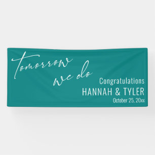 Simpel Morgen doen we repetitie diner Blauwgroen Spandoek