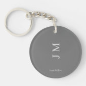 Simpel Naam & Initialen Chic Grey Sleutelhanger (Voorkant)