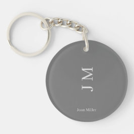 Simpel Naam & Initialen Chic Grey Sleutelhanger