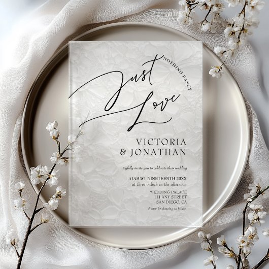 Simpel Niets Fancy Alleen Liefde Trouwen Acryl Uitnodigingen