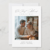 Simpel onze eerste getrouwde script boekachtige fo feestdagenkaart (Voorkant)