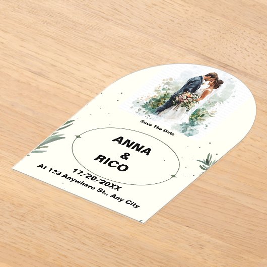 SIMPEL & ROMANTISCH: ROMANTISCH SAVE THE DATE KAAR ACRYL UITNODIGINGEN (Laagn)