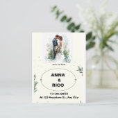 SIMPEL & ROMANTISCH: ROMANTISCH SAVE THE DATE KAAR BRIEFKAART (Staand voorkant)