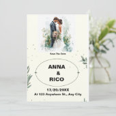 SIMPEL & ROMANTISCH: ROMANTISCH SAVE THE DATE KAAR KAART (Staand voorkant)