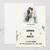 SIMPEL & ROMANTISCH: ROMANTISCH SAVE THE DATE KAAR KAART (Voorkant / Achterkant)