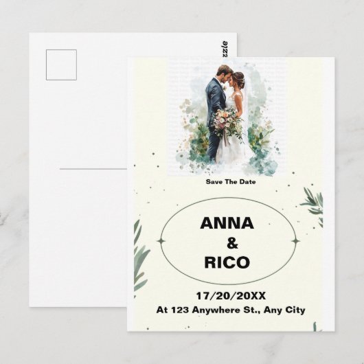 SIMPEL&ROMANTISCH: ROMANTISCHE SAVE THE DATE KAART (Voorkant / Achterkant)