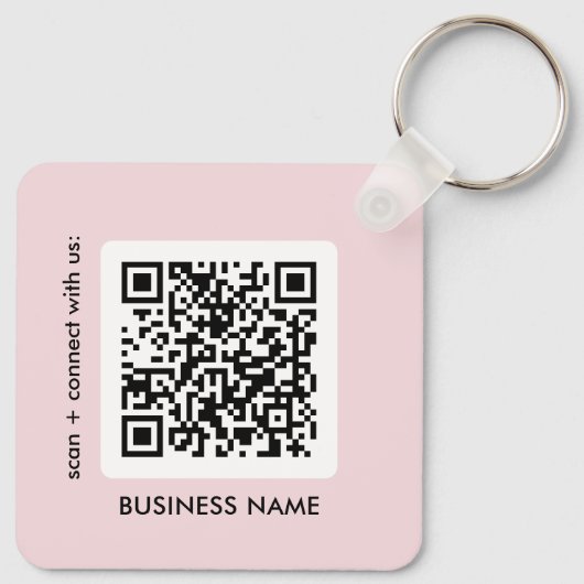 Simpel roze Uw Logo QR Code Sleutelhanger (Achterkant)