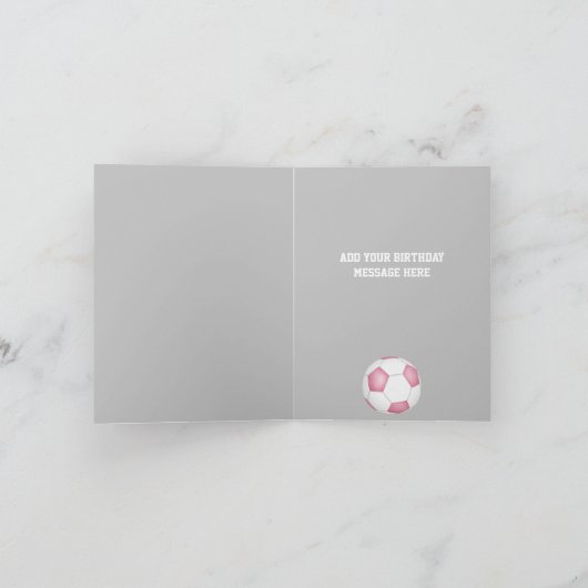 simpel roze witte voetbal gefeliciteerd kaart (Binnen)