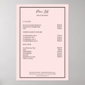 Simpel Roze Zwarte Prijslijst   Poster (Voorkant)