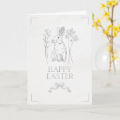 Simpel & schattig Pasen konijn Pasen kaart (Gele Bloem)