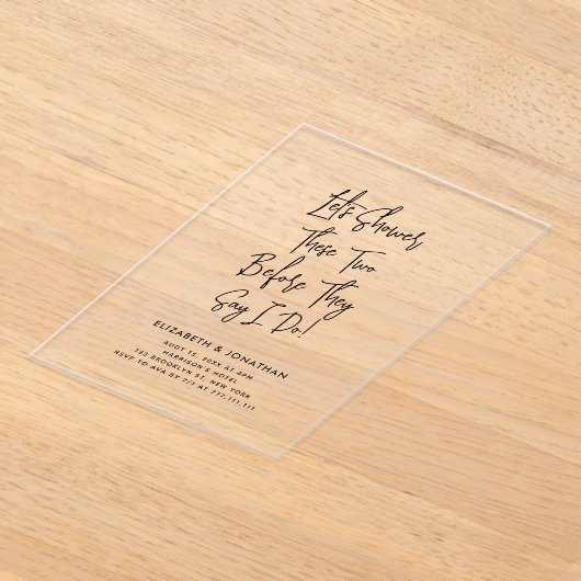 Simpel script paar douchen voordat ze zeggen dat i acryl uitnodigingen (Laagn)