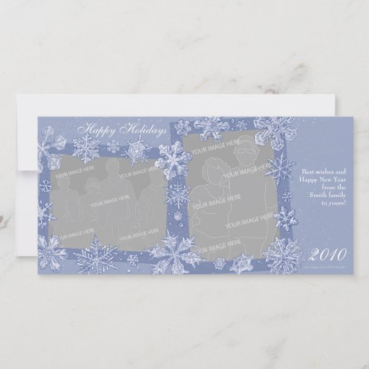 Simpel Sneeuwvlokken Persoonlijke Dubbele Fotokaar Feestdagenkaart (Voorkant)