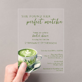 Simpel vond zij haar perfecte Matcha Bruidsborrel Acryl Uitnodigingen