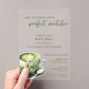 Simpel vond zij haar perfecte Matcha Bruidsborrel Acryl Uitnodigingen