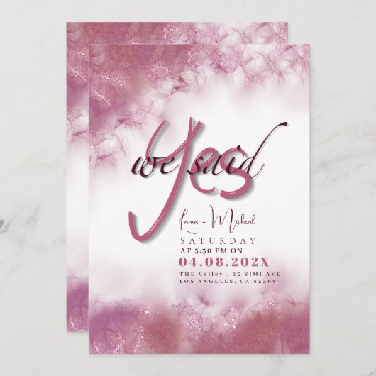 Simpel We Zeiden Ja Aangepaste Namen en Tekst Kaart (Voorkant / Achterkant)