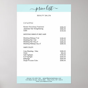 Simpel White Blue Price List Poster