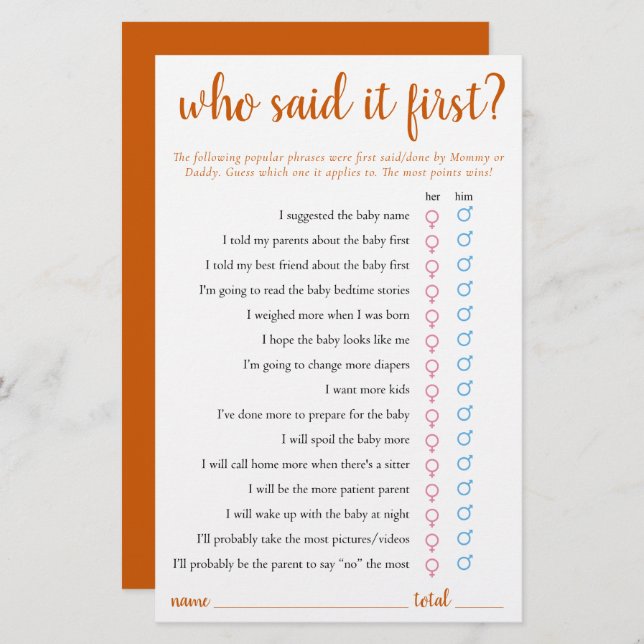 Simpel wie zei het eerst | Herfst Sinaasappel Game (Voorkant / Achterkant)