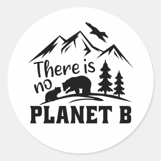 Simpel zwart Er is geen Planet B Ronde Sticker (Voorkant)