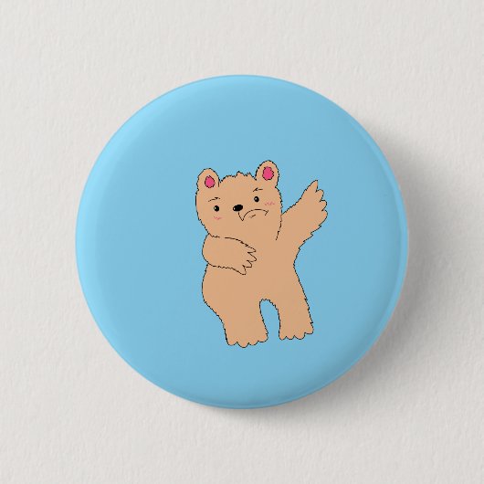 Simpele Angstige Beer Ronde Button 5,7 Cm (Voorkant)