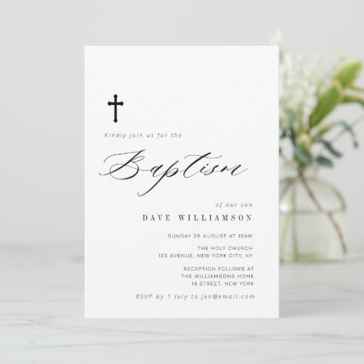 simpele baptisme-uitnodiging voor typografiescript kaart (Staand voorkant)