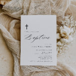 simpele baptisme-uitnodiging voor typografiescript kaart<br><div class="desc">eenvoudig manuscriptontwerp met zwarte tekst. De tekst en de formulering kunnen samen met andere eigenschappen van dit ontwerp worden aangepast.</div>