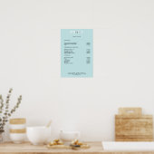 Simpele Blauwe Prijslijst Poster (Keuken)