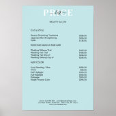 Simpele Blauwe Prijslijst Poster (Voorkant)