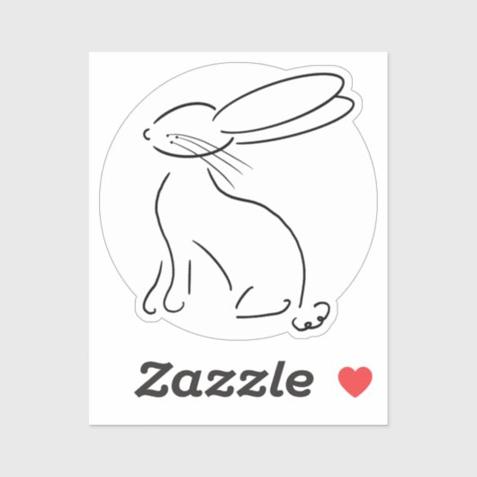 simpele bunny konbit , simpele moderne zwarte sticker (Vel)