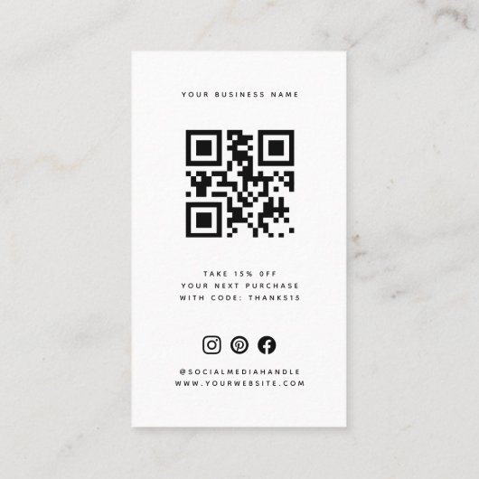 Simpele dank u voor uw bestelling QR Code Logo Visitekaartje (Achterkant)
