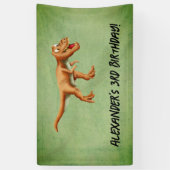 Simpele Dinosaurus Derde Verjaardagsfeestje Spandoek (Verticaal)