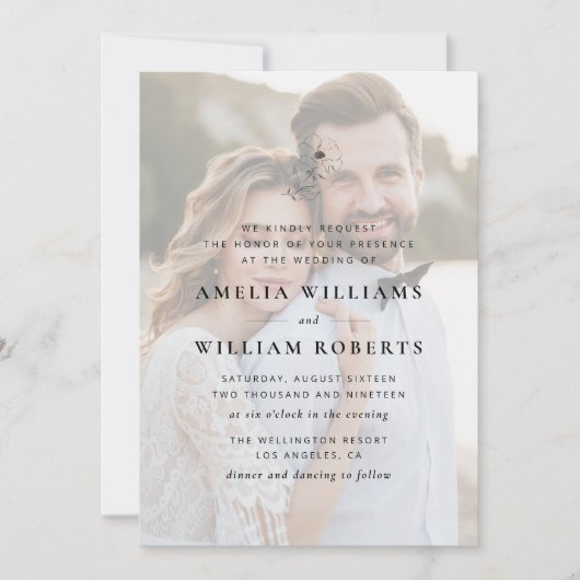 simpele elegante uitnodiging voor een fotobruiloft (Voorkant)