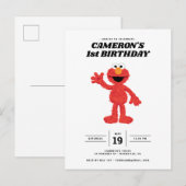 Simpele Elmo 1e verjaardagsuitnodiging Briefkaart (Voorkant / Achterkant)