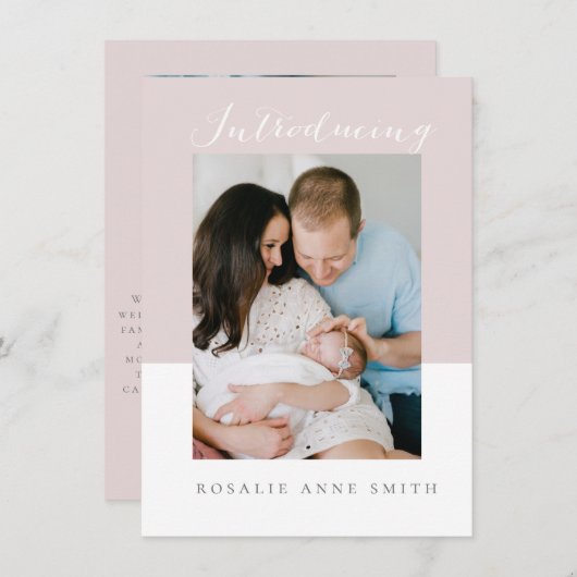 simpele en zoete geboortemededeling met bericht kaart (Voorkant / Achterkant)