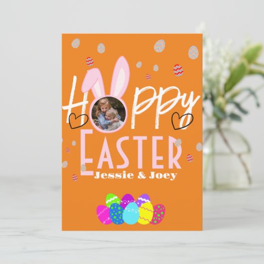 simpele esster bunny eenvoudig voor schattige kind feestdagenkaart (Staand voorkant)