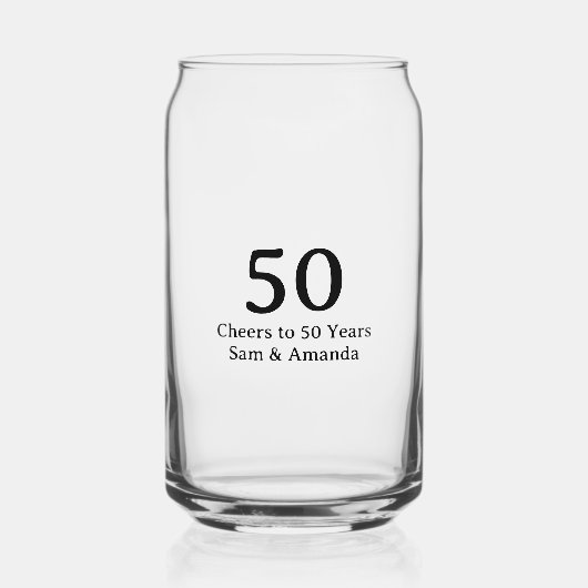Simpele gepersonaliseerde 50ste verjaardag blikvorm glas (Voorkant)