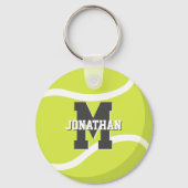 simpele gepersonaliseerde jongens tennisspeler sleutelhanger (Voorkant)