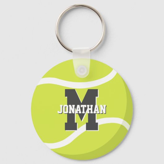 simpele gepersonaliseerde jongens tennisspeler sleutelhanger (Voorkant)